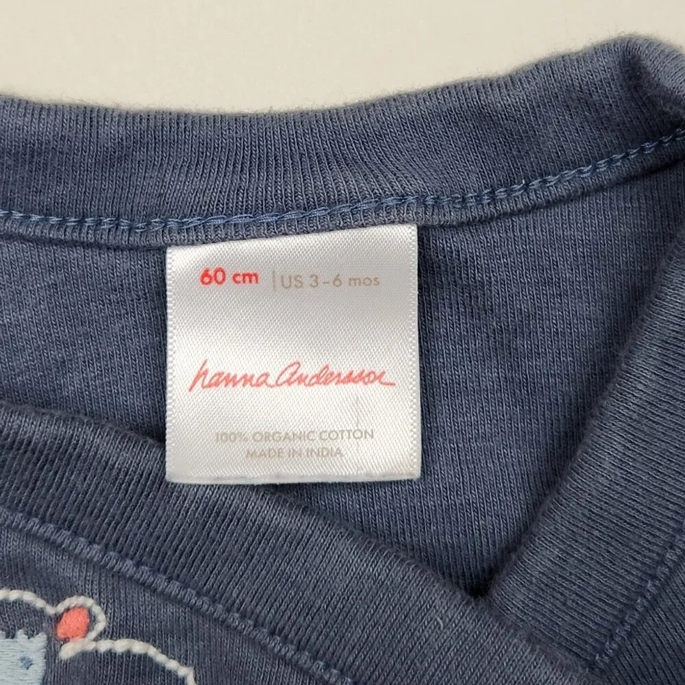 Hanna Andersson Baby Soft Snap Short Sleeve Bodysuit Sheep Navy Blue 3-6m